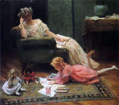 Viendo al niño jugar, 1909 de Charles Courtney Curran