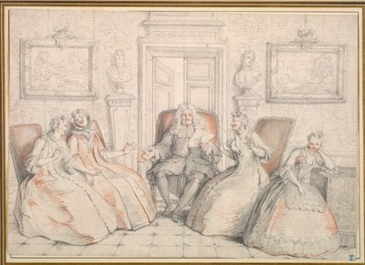 Trissotin leyendo a Philaminte, Bélise y Armande..., probablemente c. 1725-1726 de Charles Coypel