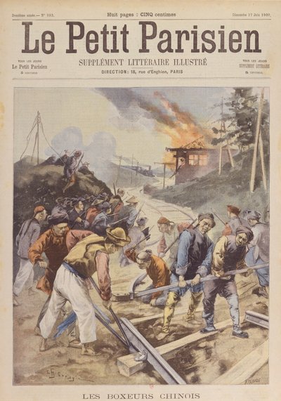 La rebelión de los bóxers (1900-01), Los bóxers sabotean el ferrocarril, junio de 1900 (impresión) de Charles Crespin