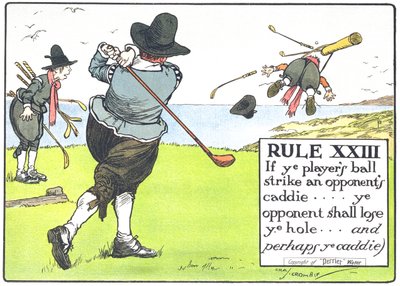 Regla XIII: Si la bola del jugador golpea al caddie del oponente... el oponente perderá el hoyo... y quizás el caddie, de 