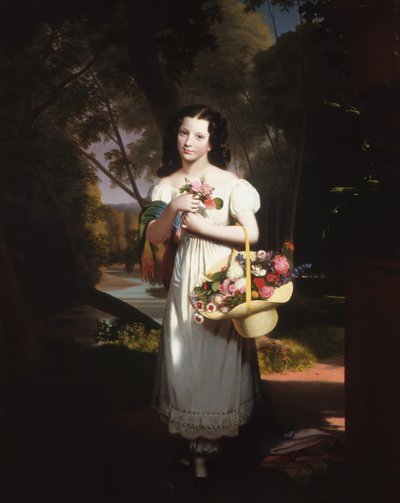 Niña pequeña con flores Amelia Palmer de Charles Cromwell Ingham