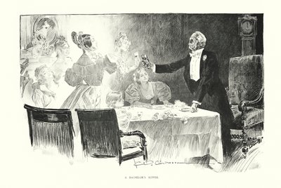 Cena de solteros (litografía) de Charles Dana Gibson