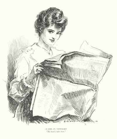 Una chica en Tipperary, "Mi corazón está ahí" (litografía) de Charles Dana Gibson