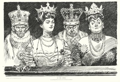 En la ópera, si las mujeres llevan corona, ¿por qué no los hombres (litografía) de Charles Dana Gibson