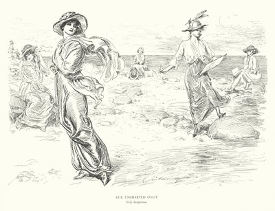 Nuestra costa inexplorada, muy peligrosa (litografía) de Charles Dana Gibson