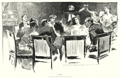 Rompecabezas, encuentra al hombre que está pagando la cena de Charles Dana Gibson