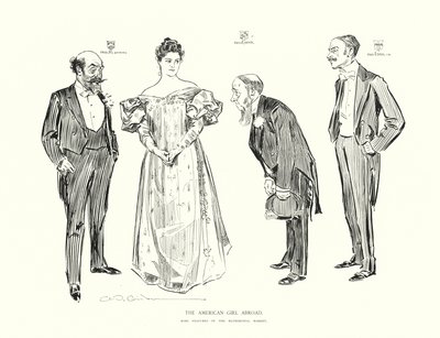 La chica americana en el extranjero (litografía) de Charles Dana Gibson