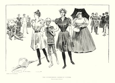 El padre americano con exceso de trabajo (litografía) de Charles Dana Gibson