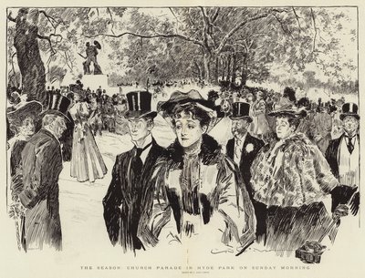 La temporada, desfile en la iglesia en Hyde Park el domingo por la mañana de Charles Dana Gibson