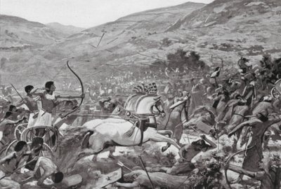 Sety I en Siria, dinastía XIX (litografía) de Charles Daniel Ward