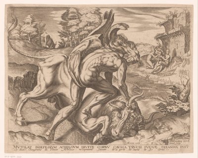 Hércules somete al toro de Creta
Obras de Hércules según Frans Floris (título de la serie) de Charles David