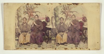 Dos miembros de la primera misión diplomática japonesa en Estados Unidos:  Miembro no identificado (I) y Tateishi Onojirō-Noriyuki, intérprete en prácticas (D). de Charles DeForest Fredricks