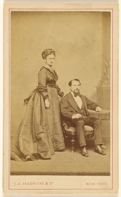 [Pareja no identificada: mujer de pie, hombre con barba Vandyke sentado] de Charles DeForest Fredricks
