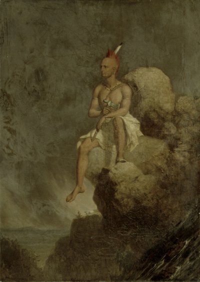 Guerrero indio al borde de un precipicio, 1847 de Charles Deas