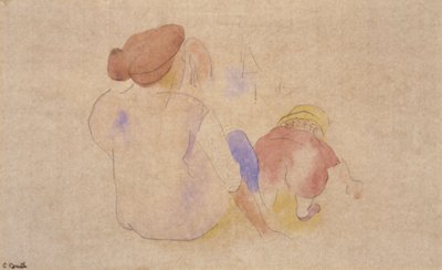 (Mujer con niño en traje rojo) de Charles Demuth