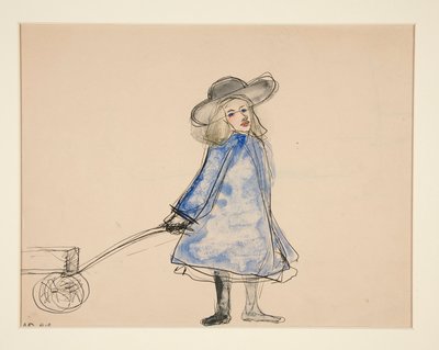 Chica tirando de vagón (Plain Girl in Blue Dress) (anverso); Bosquejo de un hombre (verso) de Charles Demuth