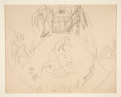 Sin título [palomas, frutas, verduras, casa, notas escritas] de Charles Demuth