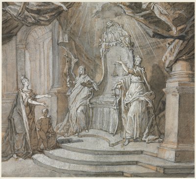 Madame de Maintenon regresando a la Iglesia Católica, 1700s de Charles Dominique Joseph Eisen