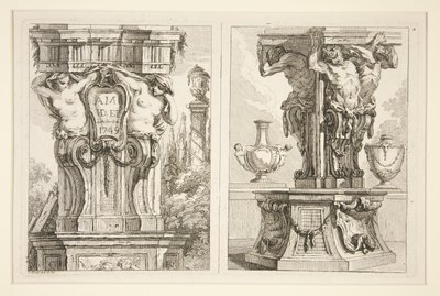 Dos diseños de capiteles decorativos de Charles Dominique Joseph Eisen