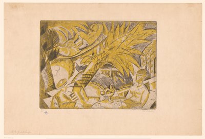 Figuras para tomar el sol bajo una palmera A la Guadeloupe (título sobre objeto) de Charles Dufresne (signed by artist)