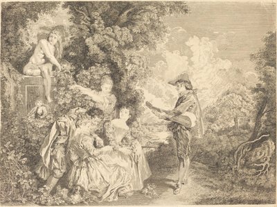Lección de amor de Charles Dupuis after Antoine Watteau