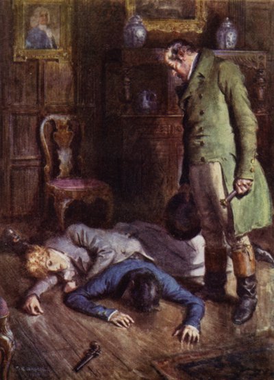 Ilustración para The Amateur Gentleman de Jeffery Farnol (litografia en color) de Charles Edmund (after) Brock