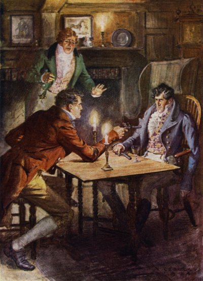 Ilustración para The Amateur Gentleman de Jeffery Farnol (litografia en color) de Charles Edmund (after) Brock