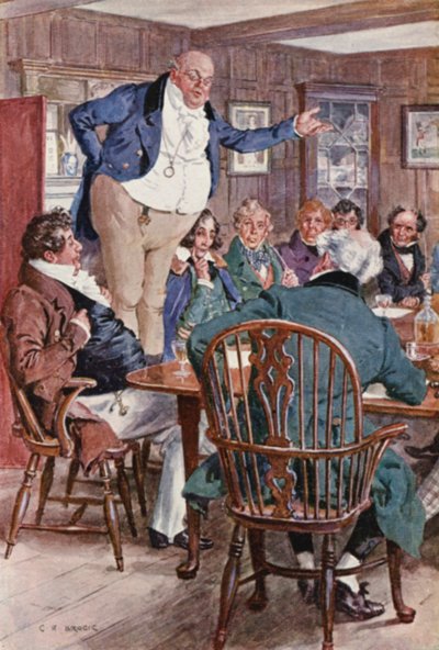 Ilustración para The Pickwick Papers de Charles Dickens (litografía en color) de Charles Edmund (after) Brock