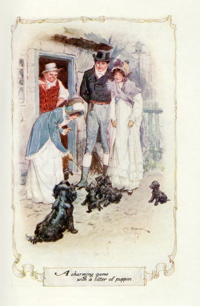 Un juego encantador con una camada de cachorros, 1907 de Charles Edmund Brock