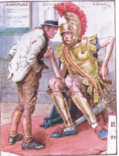 Doctor Marigold, ¿quién es el joven extraño que ronda tus carros? (ilustración de Doctor Marigolds Prescription, 1910) de Charles Edmund Brock