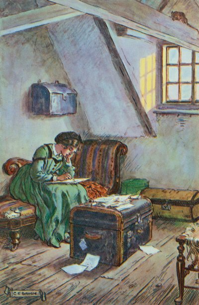 Ilustración para Mujercitas de Louisa M Alcott de Charles Edmund Brock