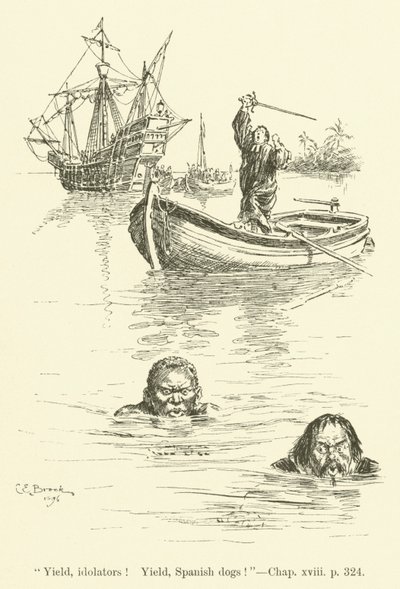 Ilustración para Westward Ho! por Charles Kingsley (grabado) de Charles Edmund Brock
