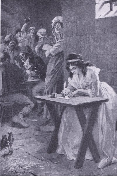 Madame Roland escribe a su hija, de Mi Revista, pub.1922 (litografía) de Charles Edmund Brock