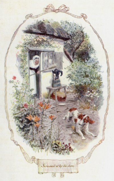 Gritado por la dama (litografía en color) de Charles Edmund Brock