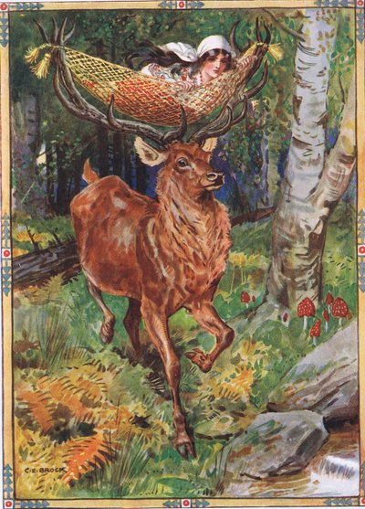 El Ciervo con la Hamaca de Seda en Historias Infantiles de Leyendas Rumanas de Moses Gaster (1856-1939) 1921 de Charles Edmund Brock