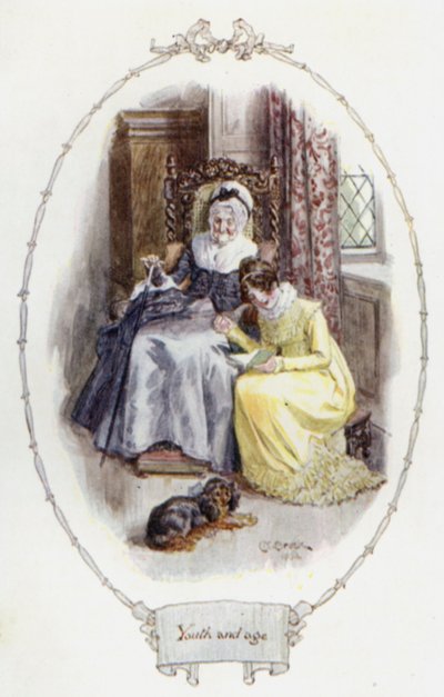 Juventud y vejez (litografía en color) de Charles Edmund Brock