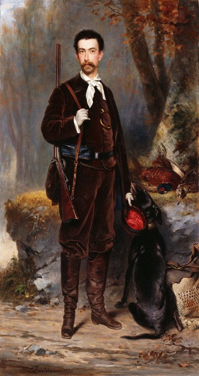 Un Cazador con un Perro, 1876 de Charles Edouard Boutibonne