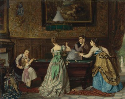 Damas jugando al billar, 1869 de Charles Edouard Boutibonne