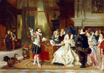 Sir Walter Raleigh y la reina Isabel de Charles Edouard Boutibonne