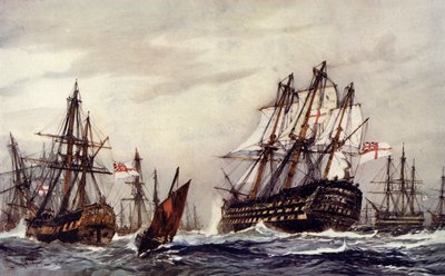 Bombarderos saludando la victoria, diciembre de 1805 de Charles Edward Dixon
