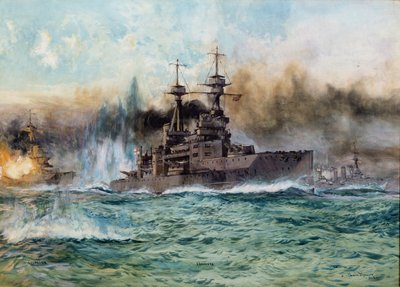 H.M.S Vanguard en la Batalla de Jutlandia, 1924 de Charles Edward Dixon