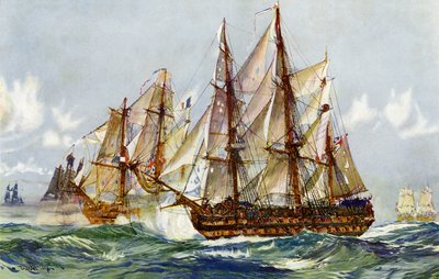 Captura del Duguay Trouin (Implacable) después de Trafalgar, 1805 de Charles Edward Dixon