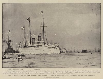 La Visita del Kaiser a la Reina, el Yate Imperial Hohenzollern entrando en el Puerto de Portsmouth de Charles Edward Dixon