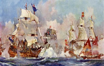 El Príncipe George en la Batalla de Málaga, 1704 de Charles Edward Dixon