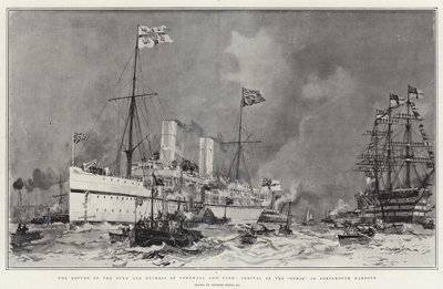 El regreso del duque y la duquesa de Cornualles y York, llegada del Ophir al puerto de Portsmouth de Charles Edward Dixon