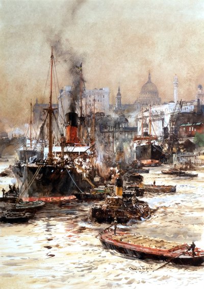 El Támesis bajo St Pauls de Charles Edward Dixon