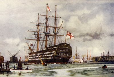 La Victoria en Portsmouth, entró en el puerto desde la última comisión en noviembre de 1812 de Charles Edward Dixon