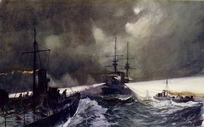 Lanchas torpederas en acción en las maniobras navales de Charles Edward Dixon