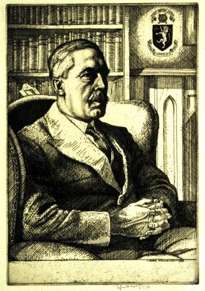 Retrato de Sir Cyril Norwood (1875-1956) 1932 (aguafuerte) de Charles Edward Holloway