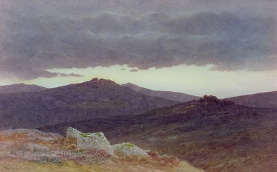 Atardecer en Dartmoor (acuarela sobre papel) de Charles Edward Jr. Brittan
